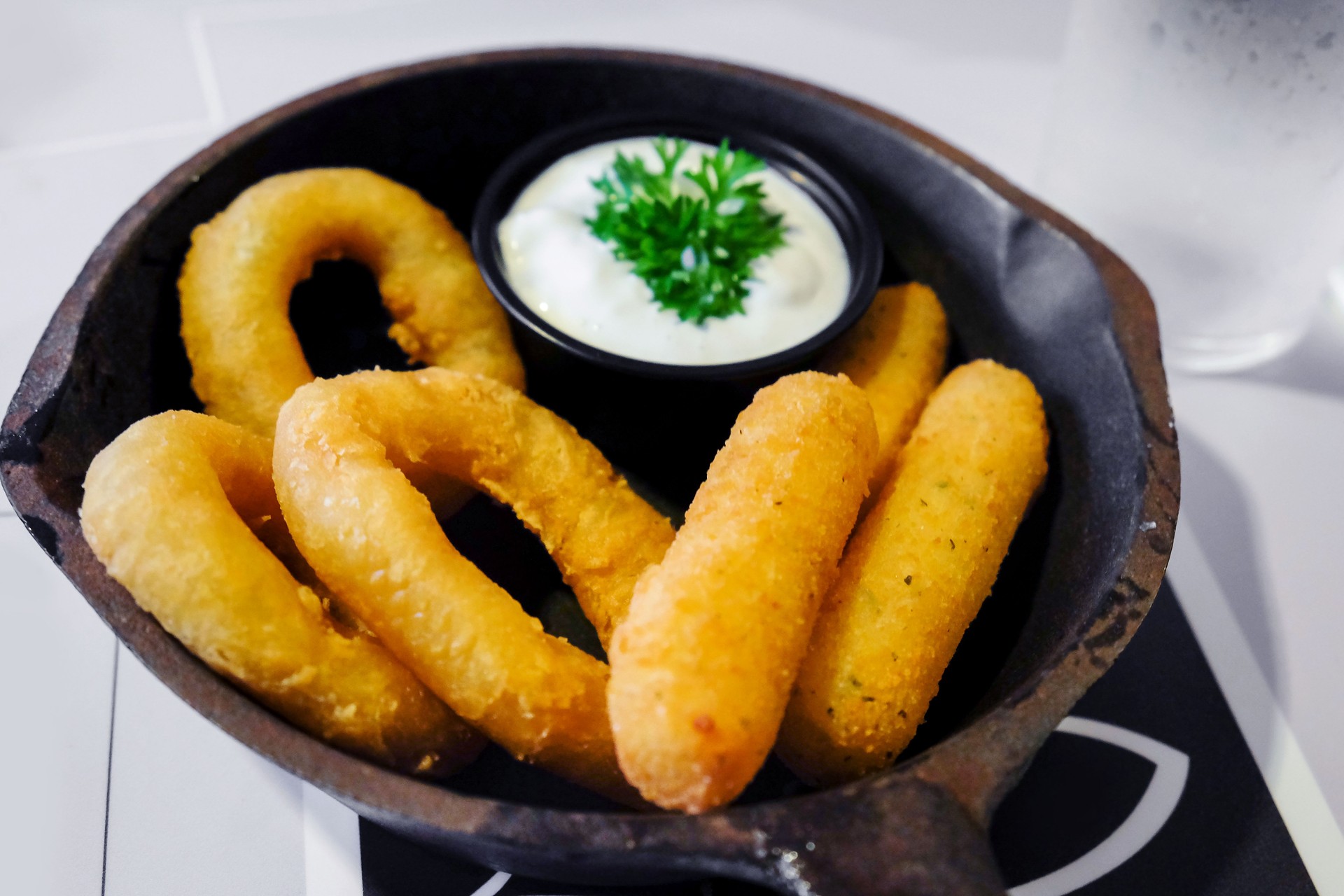 Fried calamari and mozzarella sticks